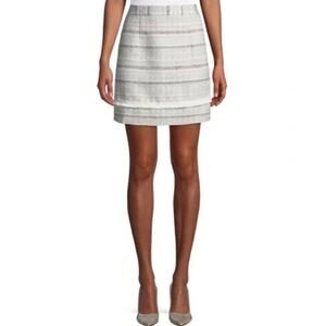 Laundry by Shelli Segal NWT Tweed Boho Trim Striped Pink Mini Skirt Size 10